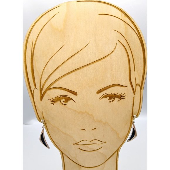 Vintage Meka Denmark Atomic Earrings, Modernist Sterling Silver and Blue Enamel - Picture 3 of 4